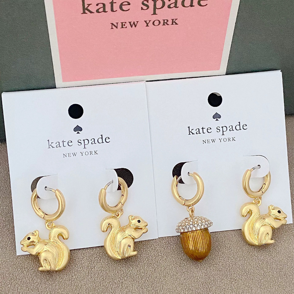 kate spade Squirrel Pinecone Metal Dangle Earrings